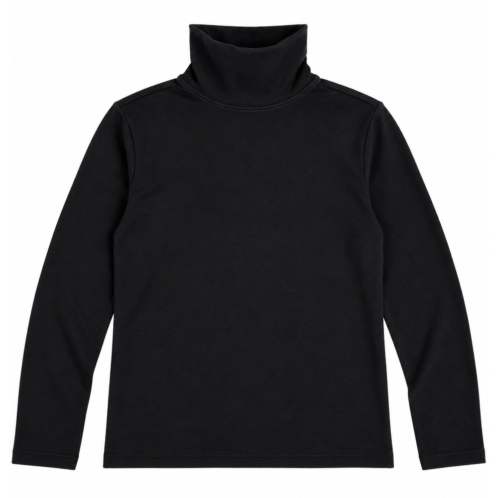 LL Bean Womens Black Supima Cotton Turtleneck Long Sleeve Top Med-Reg